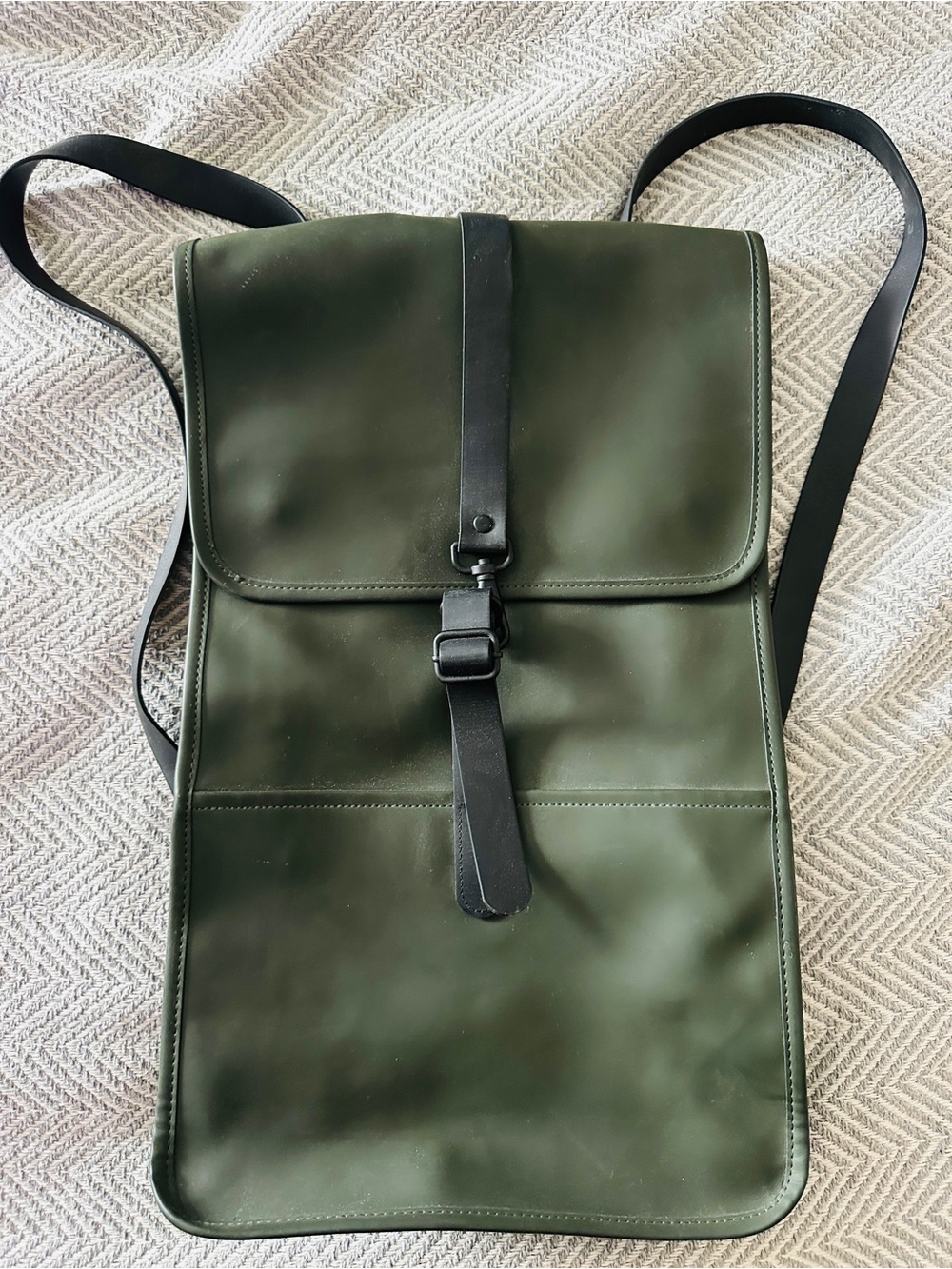 Rains Olive Green Backpack with Black Strap